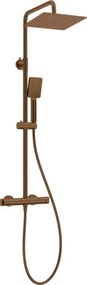 Therm zuhanyszett esőztetővel, termosztátos csapteleppel, szálcsiszolt bronz