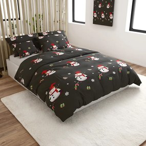 WHITE SNOWMAN fekete mikroszálas ágyneműhuzat Ágyneműhuzat mérete: 70 x 80 cm | 140 x 200 cm