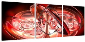 Kép - piros formák (órával) (90x30 cm)