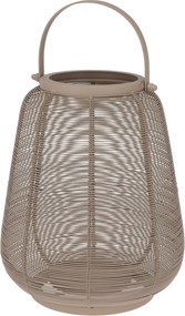 Lampion Gyertyatartó Fogantyúval Bézs Fém Zseblámpa 16,5x19 cm