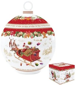 Porcelán keksztároló gömb 18x23cm, dobozban, Christmas Memories