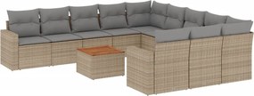 vidaXL 12 részes bézs polyrattan kerti ülőgarnitúra párnákkal