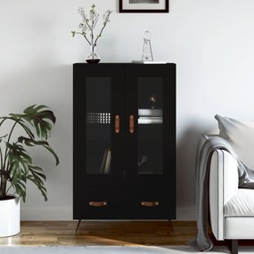 fekete szerelt fa magasszekrény 69,5 x 31 x 115 cm
