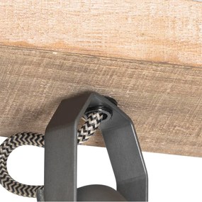 Rusztikus reflektor fekete fával 4-lámpás állítható - Jelle