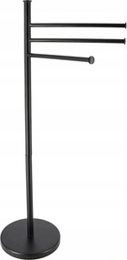 Törölközőtartó Állvány Fém Fekete, 3 Forgatható Karral 82,5 CM