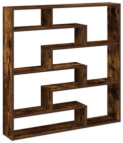 füstös tölgy színű szerelt fa fali kockapolc 7 rekeszes színű