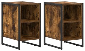 vidaXL Éjjeli asztal 2 pcs Füstös Tölgy 39.5 x 30 x 50 cm Faanyag