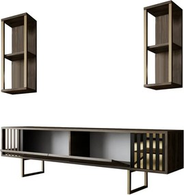 Tévés szekrény polcokkal Linie Walnut and Gold