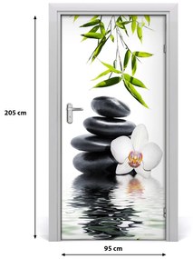 Poszter tapéta ajtóra Orchidea és kövek 75x205 cm