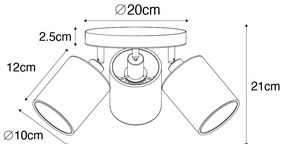 Modern spotlámpa fekete aranyszínű belsővel 3 lámpás - Lofty