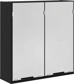 vidaXL Tükörszekrény polcokkal Fekete tölgy 64 x 20 x 67 cm Faanyag