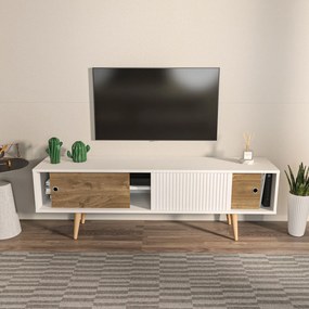 TV szekrény Ecrin - White, Walnut