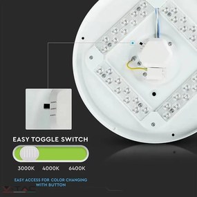 V-TAC 35 Cm LED Mennyezeti Lámpa Csillagokkal 24W, Bling Star Cover 3in1, Változtatható Szín Hideg - Természetes - Meleg Fehér