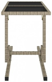 bézs üveg és polyrattan kerti asztal 110 x 53 x 72 cm