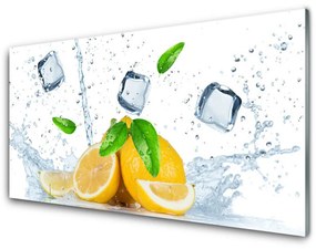 Fali üvegkép Lemon Ice Cubes Kitchen 100x50 cm 2 fogas