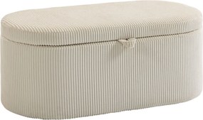 HOMCOM kárpitozott tárolópad csíkos kordbársonnyal – 105 x 51 x 49 cm, rejtett tárolós puff, 200 kg teherbírás, bézs | Aosom
