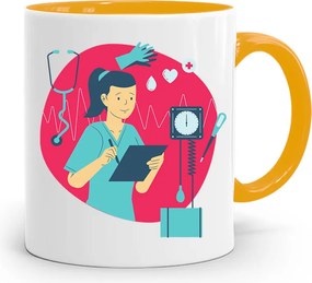 Sárga Bögre Ajándék Ápolónőnek Születésnapra, fényképes nyomattal