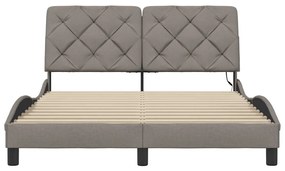 tópszínű szövet ágykeret LED-ekkel matrac nélkül 120x200 cm