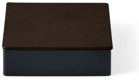 Fekete-barna fedeles-dekoratív fa-öko bőr tárolódoboz 11x11x3,5 cm Square Nupo – LIND DNA