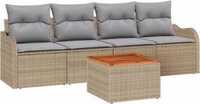 vidaXL Kerti Kanapé Szett 5 pcs Beige és Világosszürke polirattan