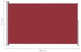 piros behúzható oldalsó terasznapellenző 180 x 300 cm