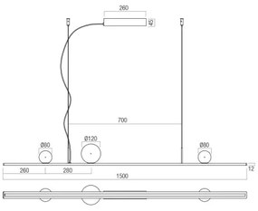 Redo 01-4302 - LED dimmelhető zsinóros csillár DUNE LED/48W/230V fekete/füstszínű
