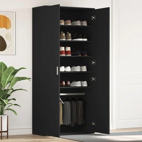 Fekete Cipőszekrény 80x39x180 cm Mérnöki Fa