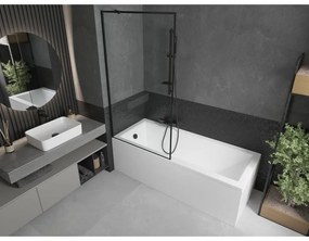 Mexen Next, kádparaván 1 szárny 90 x 150 cm, fix szárny, 6 mm átlátszó üveg fekete mintával, fekete profil, 895-090-000-00-70-70