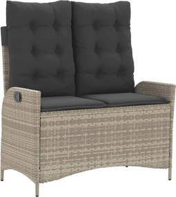 vidaXL világosszürke polyrattan dönthető kerti pad párnával