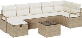vidaXL Kanapé Szett párnával tárolóval 8 pcs Beige és krém polirattan