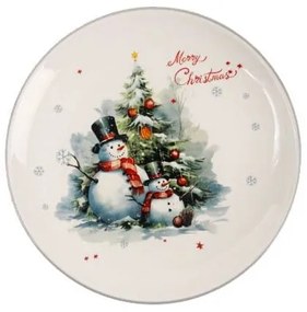 Hóemberes karácsonyi kerámia lapostányér 25 cm