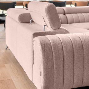 Rózsaszín kinyitható-tárolóhelyes sarokkanapé (jobb oldali-U alakú) Louis – ELTAP