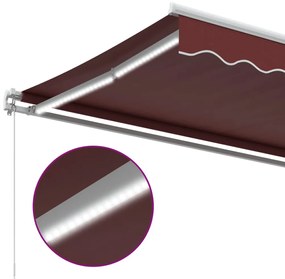 burgundi vörös kézzel kihúzható LED-es napellenző 350 x 250 cm