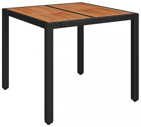 fekete polyrattan falapos kerti asztal 90 x 90 x 75 cm