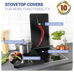 Edzett üveg tűzhely fedőlap szett 2 db-os 30x52 cm Peperoni – Wenko