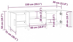 betonszürke szerelt fa TV-szekrény 150 x 30 x 50 cm