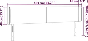 krémszínű műbőr LED-es fejtámla 163 x 16 x 78/88 cm