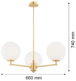Argon 6307 - Csillár rúdon PALOMA 3xE14/7W/230V arany/fehér