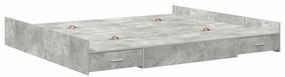 Ágykeret tárolóval fiókkal Beton szürke 200 x 200 cm Faanyag