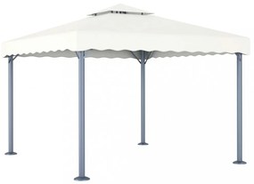 krémszínű alumíniumpavilon LED fényfüzérrel 300 x 300 cm