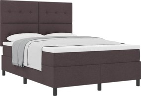 vidaXL Boxrugós ágy matracmal Sötét Barna 140 x 190 cm szövet
