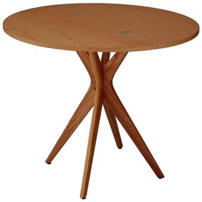 Kerek bővíthető étkezőasztal kőrisfa dekoros asztallappal 45x90 cm Jubi – Ragaba