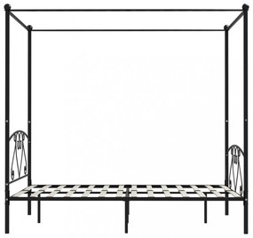fekete fém baldachinos ágykeret 140 x 200 cm