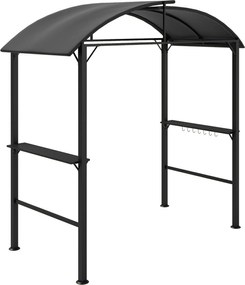Outsunny BBQ Pavilon 233 x 110 x 235 cm Szélálló Kerti Pavilon Két Rétegű Tetővel, Polcokkal, UV Védelemmel, Acélból Készült BBQ Pavilon, Kerti sátor