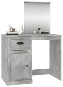 betonszürke szerelt fa fésülködő asztal tükörrel 90x50x132,5 cm