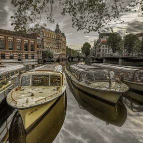Poszter 30x30cm Kikötött hajók Amszterdamban 2, Assaf Frank