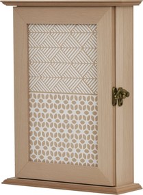 HOMCOM Vintage Stílusú 6-Horog Kulcstartó Szekrény Falra Szerelhető Fa Kulcstartó Doboz 20x6,5x26,5 cm Természetes Fa | Aosom