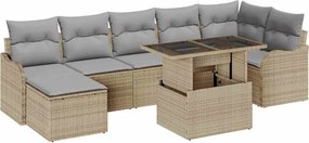 vidaXL Kerti Kanapé Szett párnával 8 pcs Bézs Poli rattan