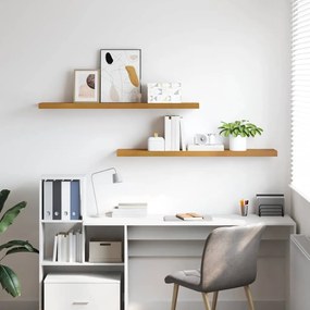 vidaXL Falpolc Falra szerelhető 2 pcs Bézs 120 x 23,5 x 4 cm Faanyag