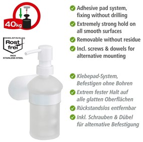 Fehér öntapadós üveg szappanadagoló 200 ml Orea – Wenko
